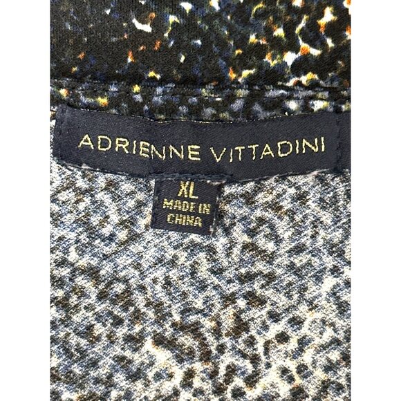 Adrienne Vittadini Metallic Ring Detail Short Sleeve Top In Abstract Print XL - Picture 7 of 12